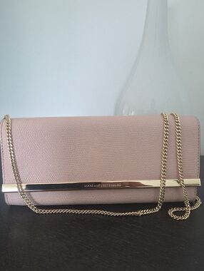 Diane Von Furstenberg Pale Pink Leather Chain Clutch
